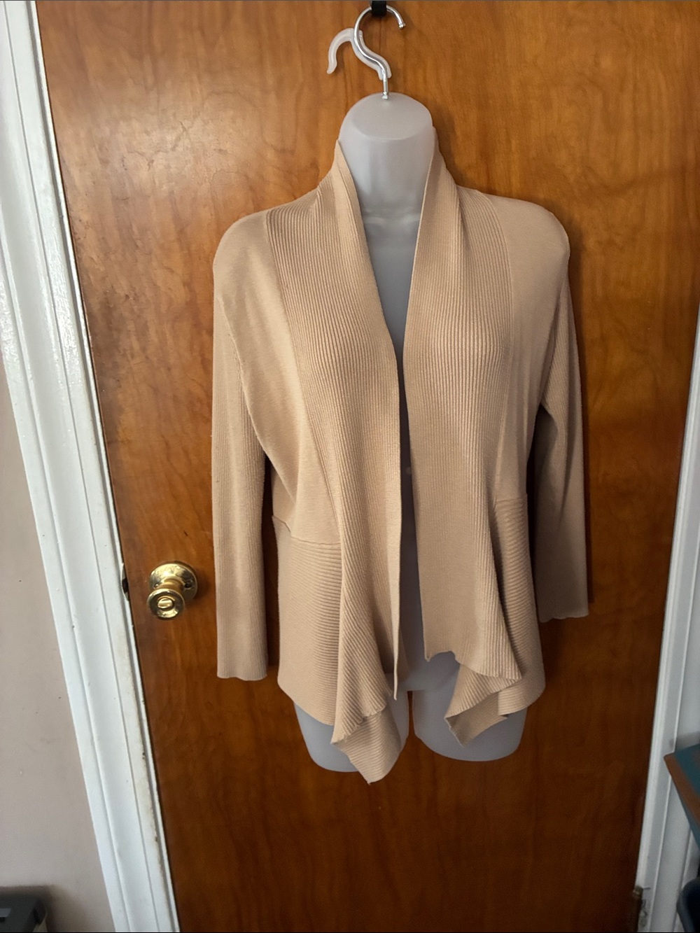 Covington Beige Open-Front Waterfall Cardigan